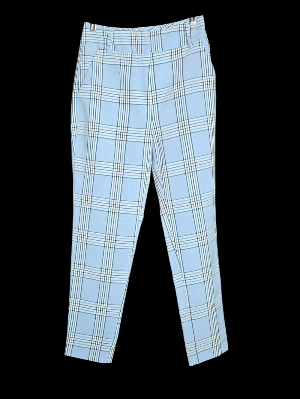 Women's 7th Avenue Light Blue Plaid Pants